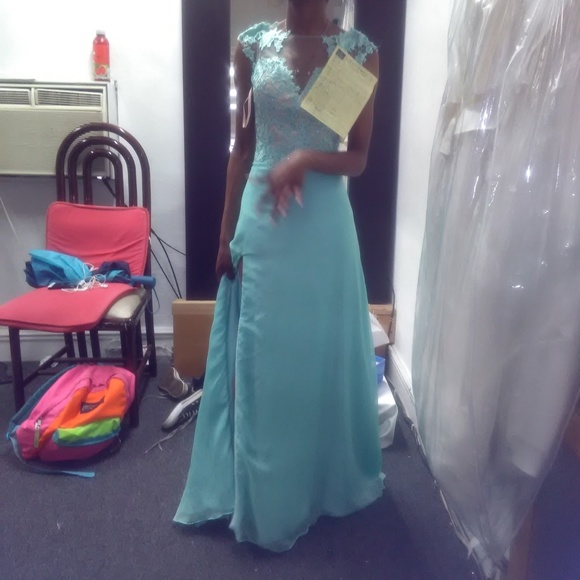 Gorgeous Teal Prom Dress - Picture 3 of 3